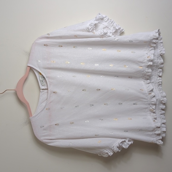 Shimmering Pineapple Novelty Pop Over Cropped Top Ruffles Women's Size M - Picture 1 of 9